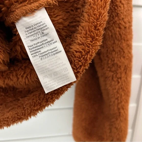 J Crew Fuzzy Teddy Quarter Zip Pullover Fleece Jacket Brown Pink Size Small - Picture 6 of 7